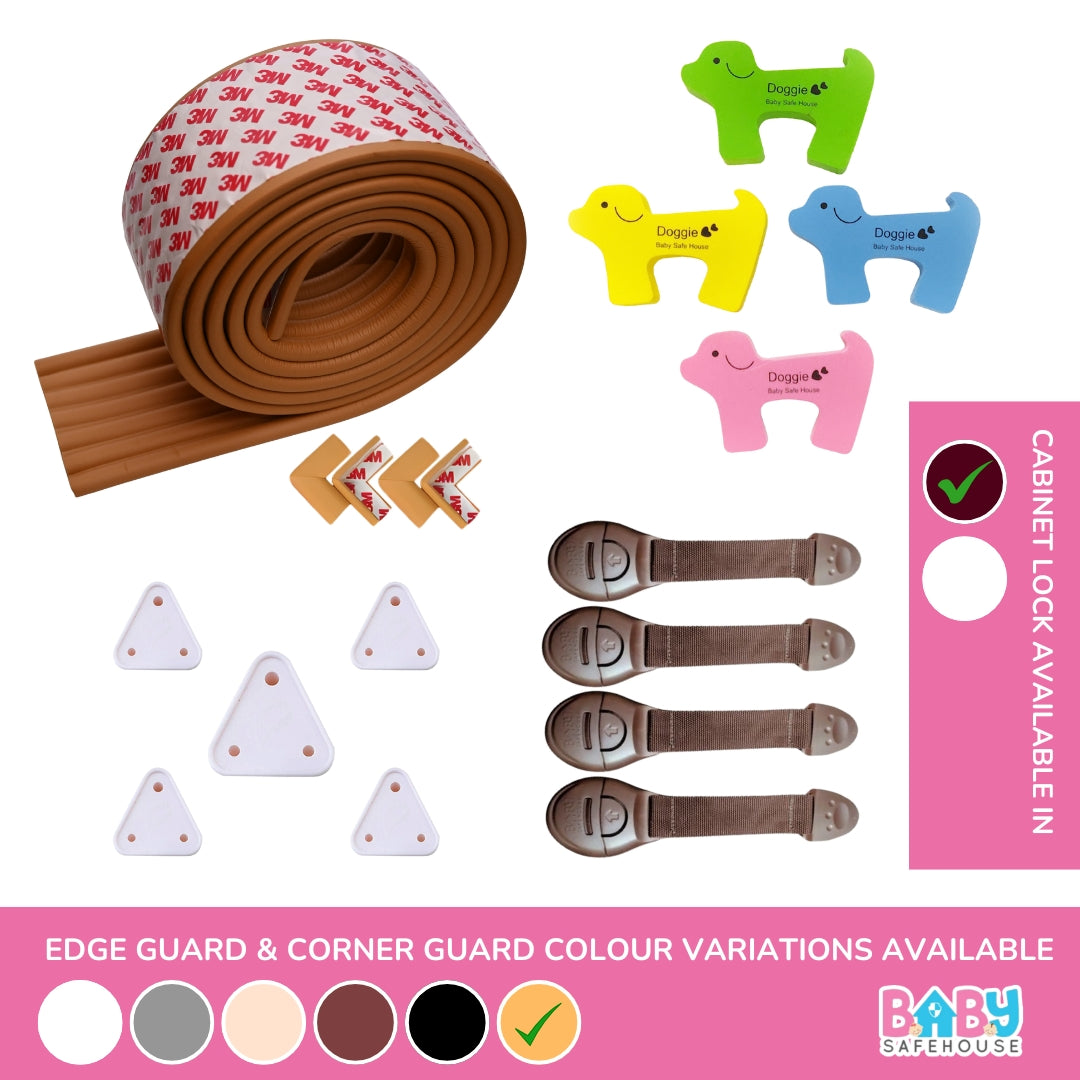 All-in-One Baby Proofing Kit – Edge & Corner Guards + Socket Covers + Door Guards + Cabinet Locks