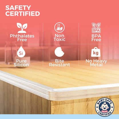 BabySafeHouse Clear Edge & Corner Guards for Glass Furniture Protection – Transparent, Soft Silicone & Pre-Taped for Easy Installation