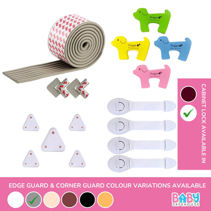 All-in-One Baby Proofing Kit – Edge & Corner Guards + Socket Covers + Door Guards + Cabinet Locks