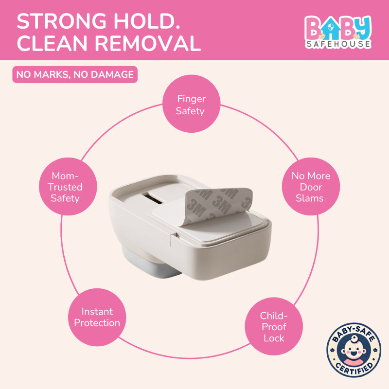 Baby Door Stopper, Finger Pinch Guard to Prevent Door Slamming & Accidental Lock-In