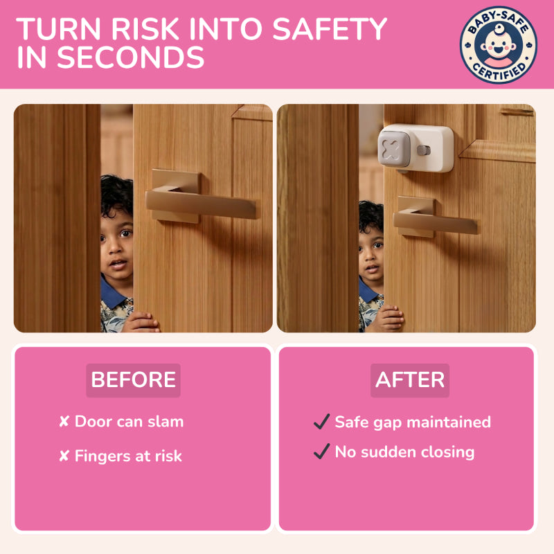 Baby Door Stopper, Finger Pinch Guard to Prevent Door Slamming & Accidental Lock-In