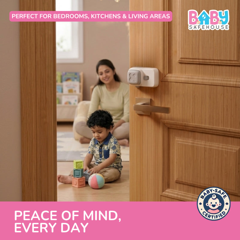 Baby Door Stopper, Finger Pinch Guard to Prevent Door Slamming & Accidental Lock-In
