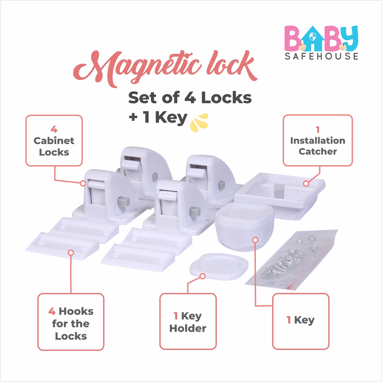 Yogasada Invisible Magnetic Baby Child Safety Cupboard Locks Door Drawer Safety Lock 